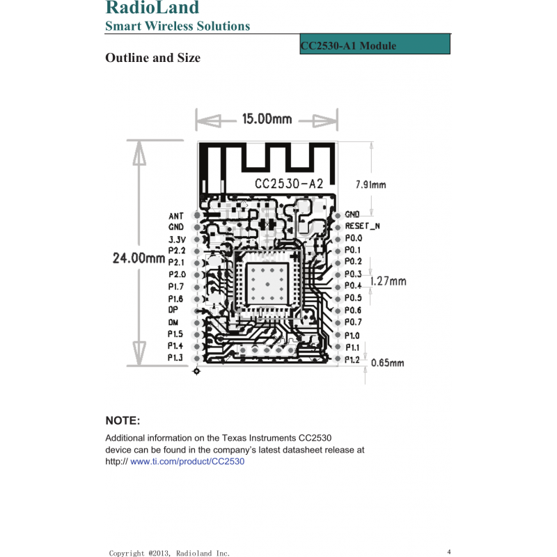 مشخصات، دیتاشیت، قیمت و خرید ماژول زیگبی CC2530 با آنتن pcb