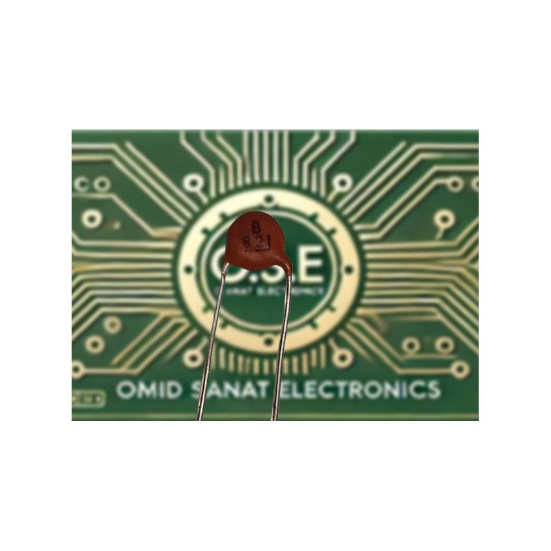 خازن سرامیکی عدسی C820pF ولتاژ100V و تلرانس%10
